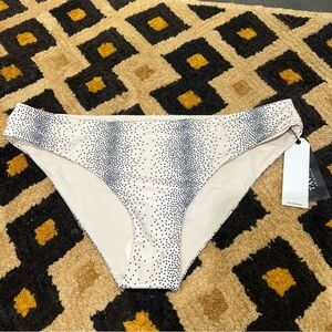 NWT TAVIK Womens Full Coverage Beige w Blue Dots Sz L Swim Bikini Bottom